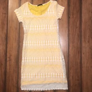 Tiana B. White Lace and Yellow Dress